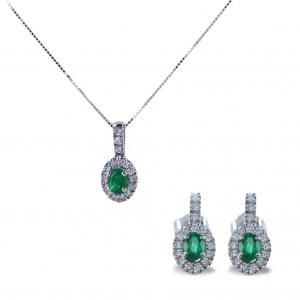 Parure Gioielli Raaja con Smeraldo e Diamanti modello Maijikal  - gallery