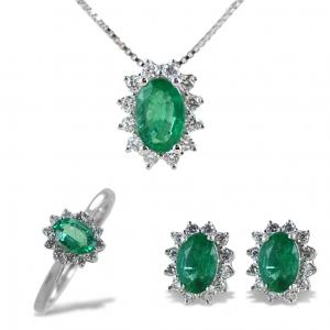Parure Gioielli Smeraldo e Rosetta diamanti modello Maharaja Gioielli Raaja