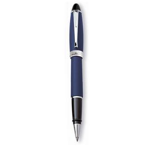 Penna Roller resina satinata opaca Blu finiture Cromate Aurora Ipsilon con confezione 