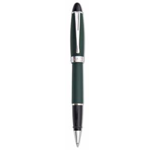 Penna Roller resina satinata opaca Verde finiture Cromate Aurora Ipsilon con confezione 
