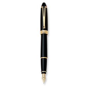 Penna Stilografica resina Nera finiture dorate Aurora De Luxe con confezione 