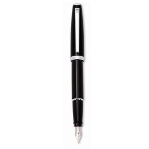 Penna Stilografica resina Nera finiture cromate Aurora Style Resin con confezione 