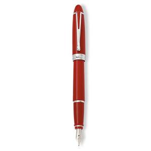 Penna Stilografica resina Rossa finiture silver Aurora De Luxe con confezione 