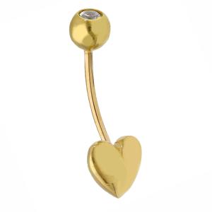 Piercing in oro giallo bilanciere con zircone e cuore  - gallery