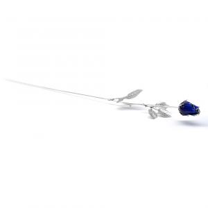 Rosa in argento bocciolo Blu 46 cm - gallery