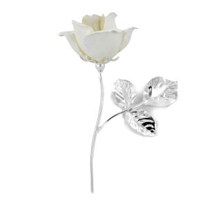 Rosa profumata argentata 11 cm con smalto bianco  - gallery