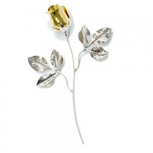 Rosa profumata argentata 16 cm con smalto oro