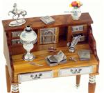 925/000 silver and precious wood writing desk  - gallery