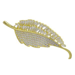 Spilla a forma di foglia in argento Giallo e zirconi