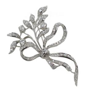 Spilla Vintage stile Antico a forma di fiocco con Diamanti