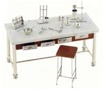 Tavolo chimico-biologo in argento 925/000 marmo e legno - gallery