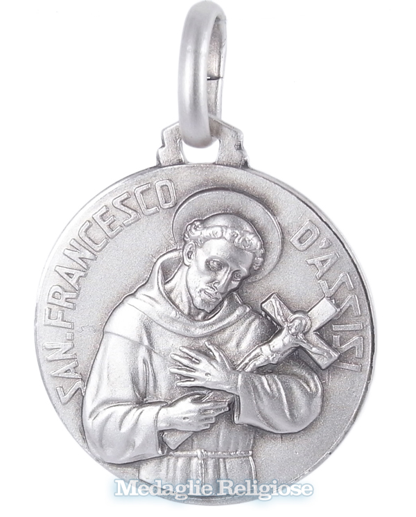 Medaglia San Francesco d'Assisi in argento 21 mm