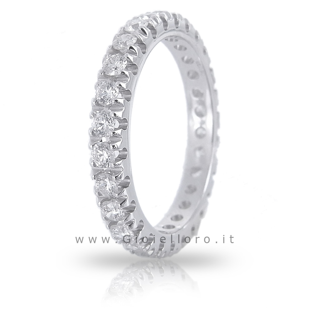 Anello Fede Eternity in oro bianco e Diamanti per ct 1.77 colore G