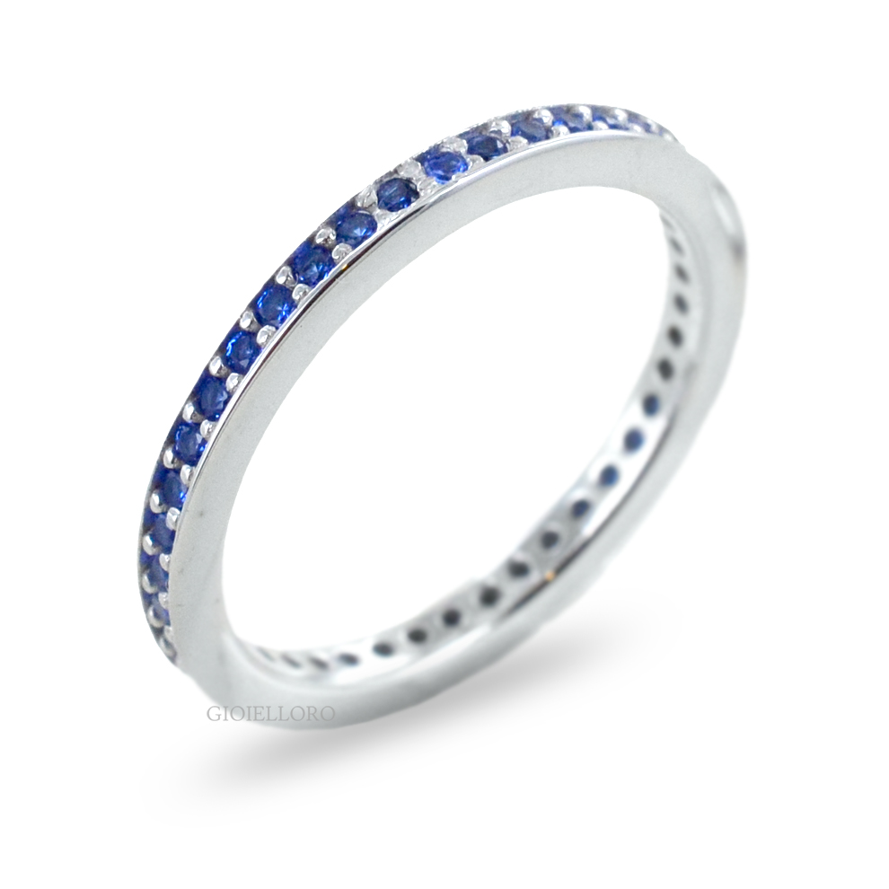 ANELLO ETERNITY IN ARGENTO E ZIRCONI BLU MISURA 12