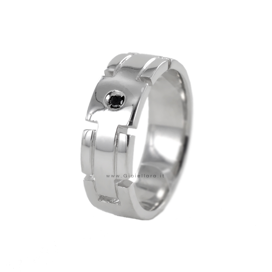 Anello Uomo in argento Orsini Gioielli - Diamante nero 0.03 ct