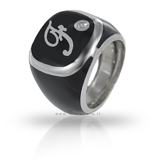 Personalized Ring in 925/000 silver with black enamel