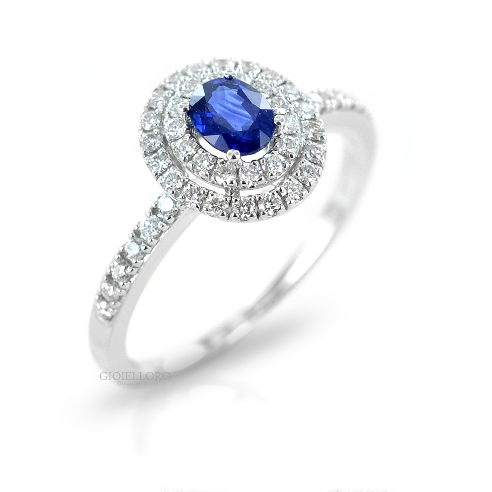 Anello con deals brillanti e zaffiro