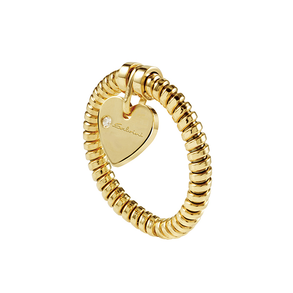 Anello con ciondolo cuore Salvini in oro giallo e diamante MINIMAL POP