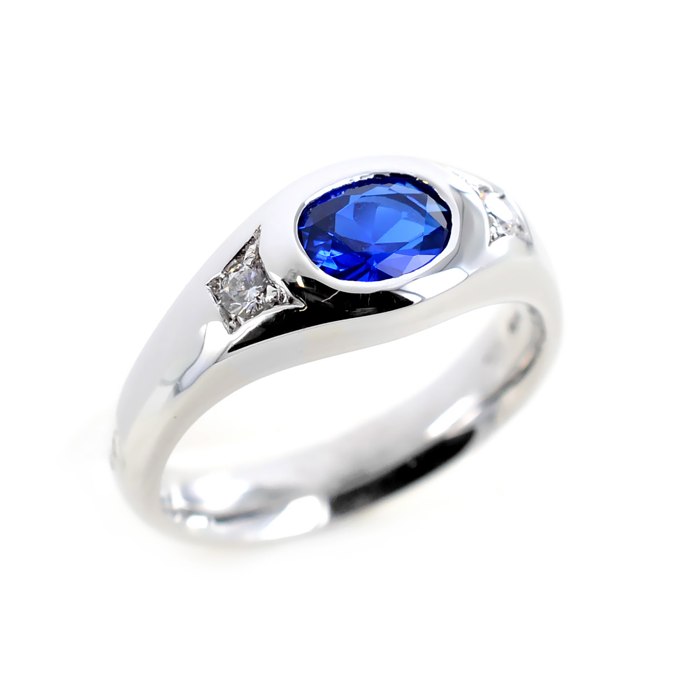 Anello da uomo in argento con zircone blu zaffiro Orsini Gioielli