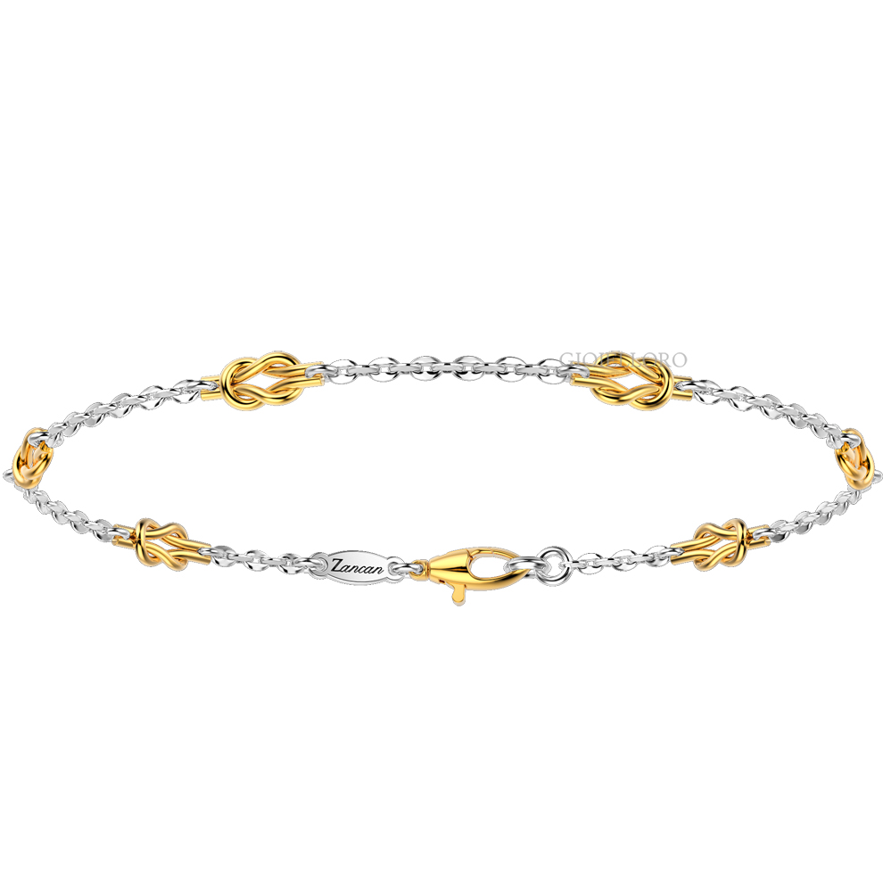 Bracciale in oro bianco e giallo - Bracciale Zancan da uomo nodo nautico