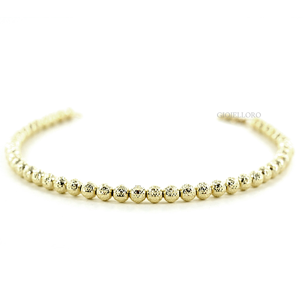 Bracciale in oro Giallo a sfere medie sfaccettate 4 mm