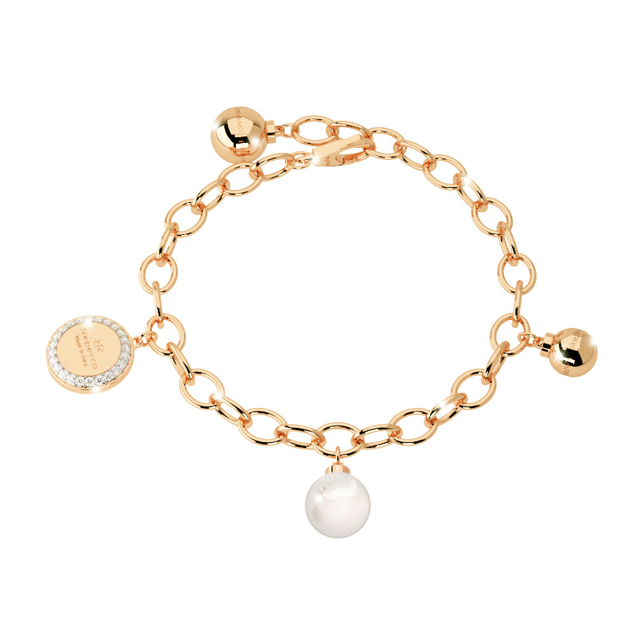 BRACCIALE REBECCA IN BRONZO CON CHARMS E PERLA HOLLYWOOD