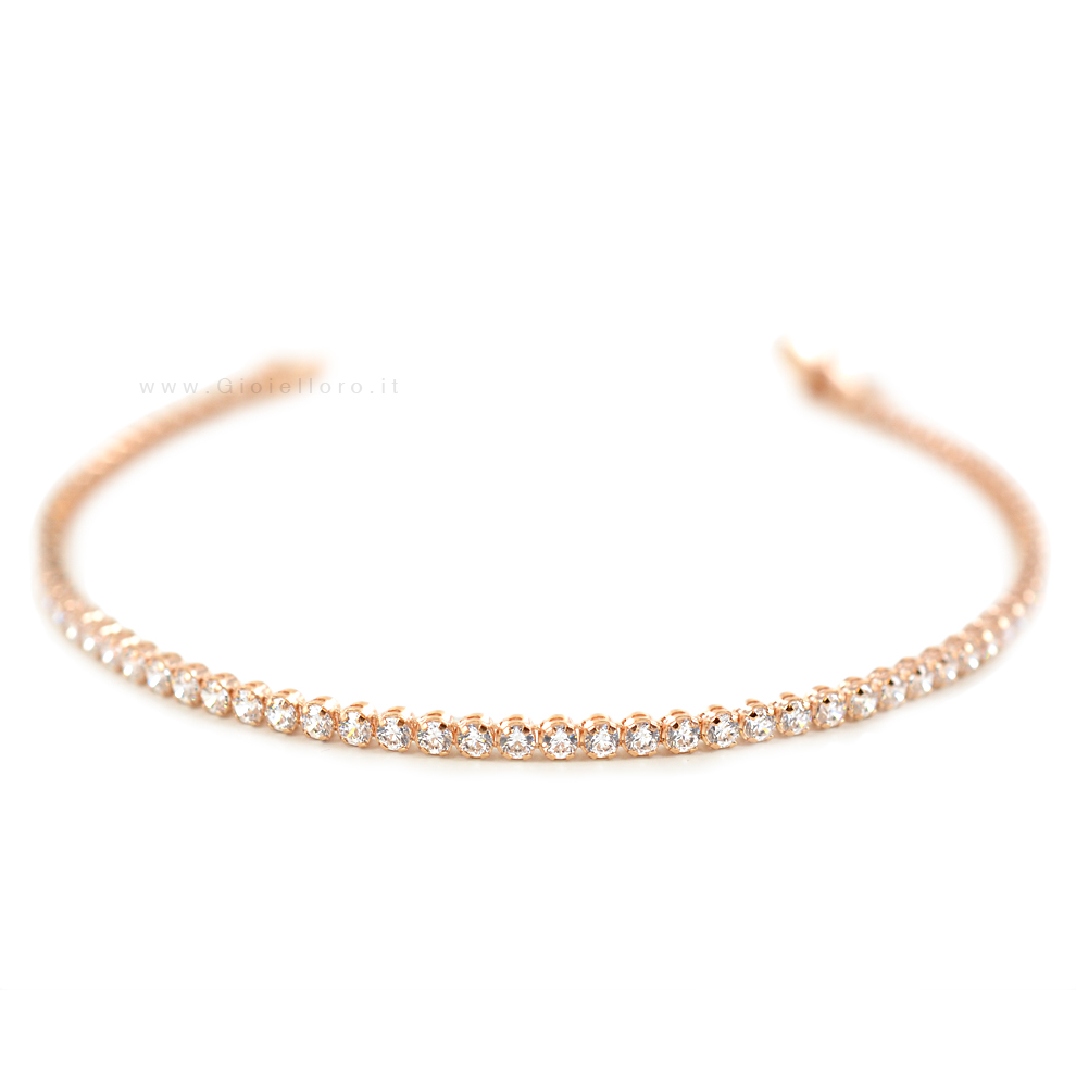 BRACCIALE TENNIS IN ORO ROSA E ZIRCONI