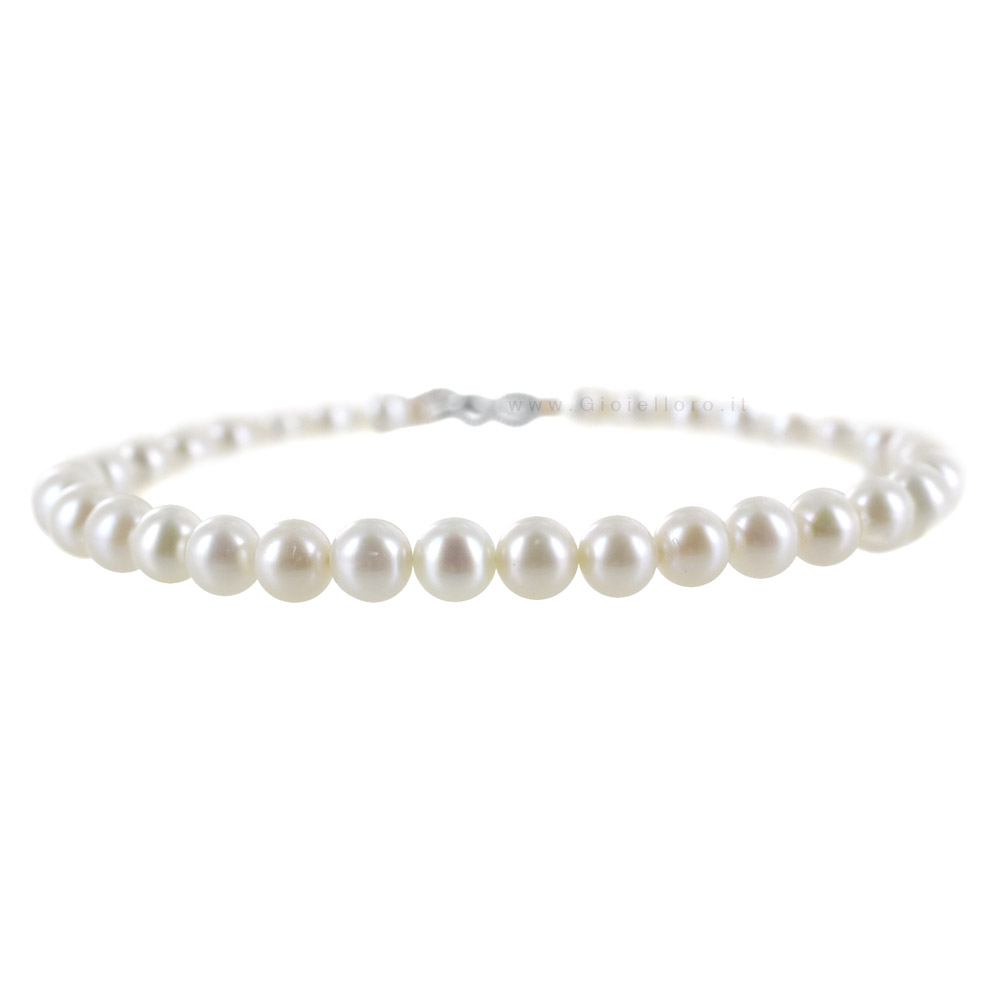 Bracciale Filo di perle Freshwater 5-5.50 mm AA con chiusura in oro
