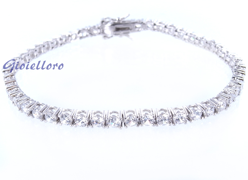 Bracciale Tennis in argento con zirconi 4 mm