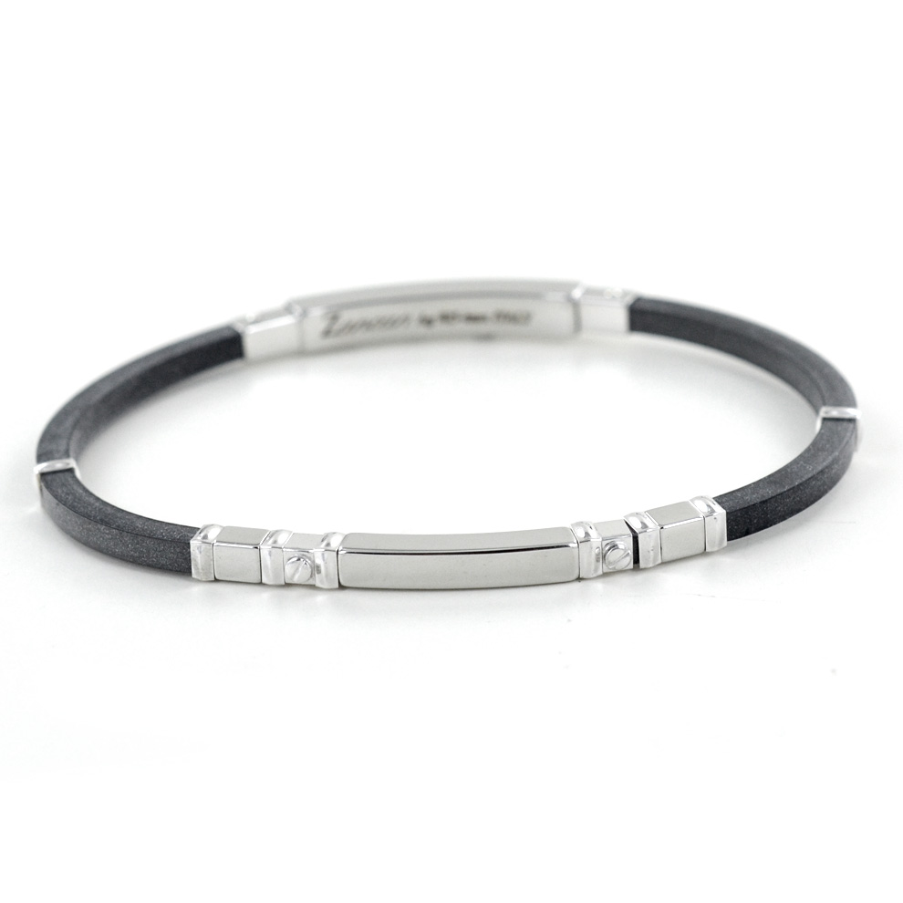 Bracciale Zancan da uomo in argento e caucciu' ESB029B-N