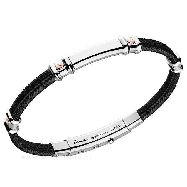 Bracciale Zancan da uomo in argento e corda nautica EXB 577R-NE