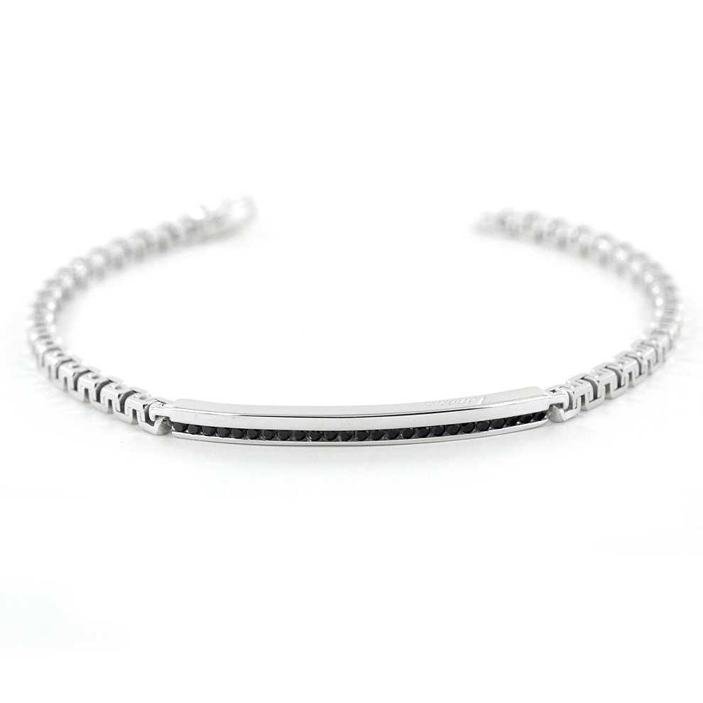 Bracciale Zancan da uomo in argento e spinelli neri EXB729