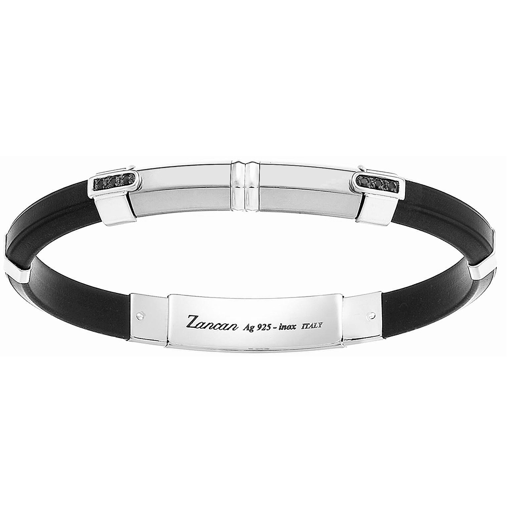 Bracciale Zancan da uomo in argento e spinelli neri