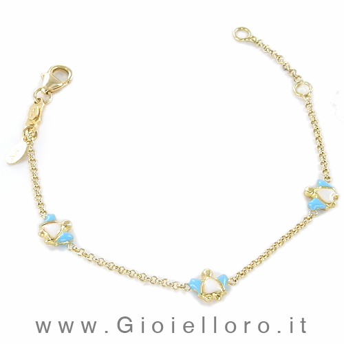 Bracciale bambina in oro con Angeli in smalti colorati