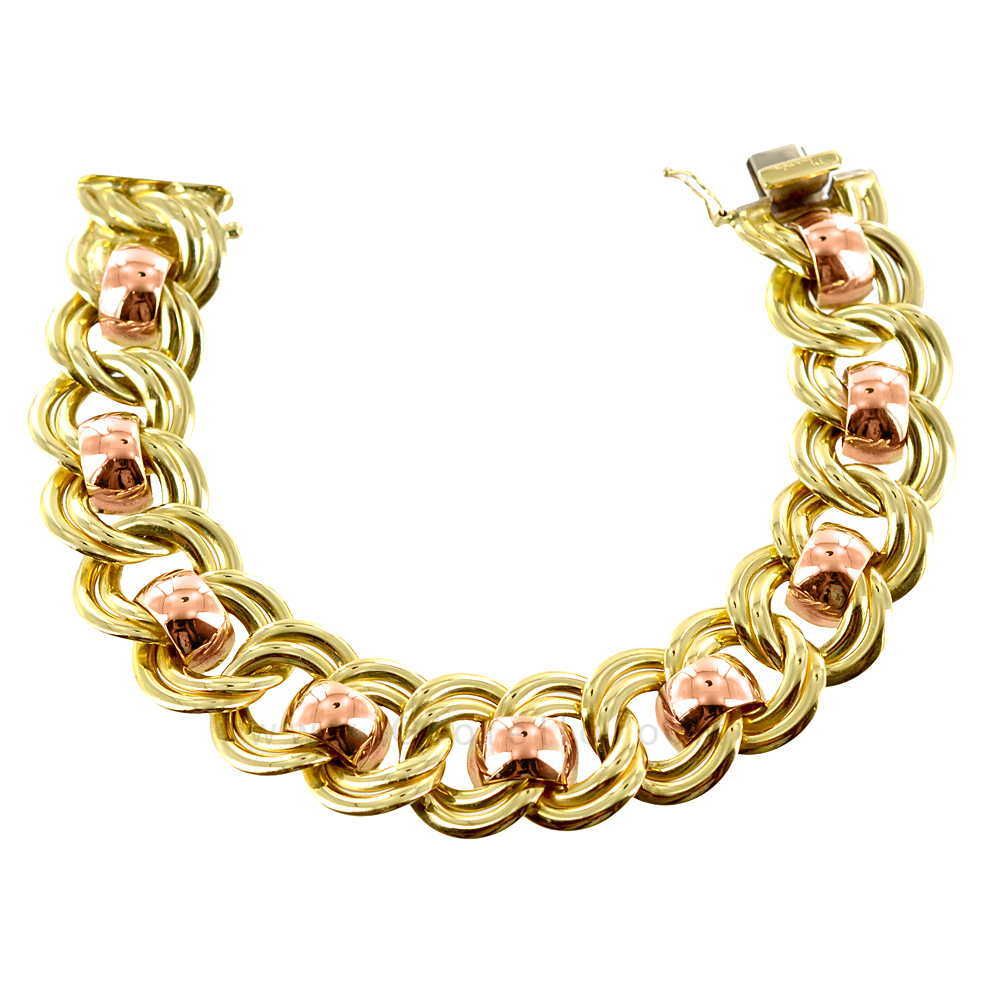 Bracciale classico in oro giallo e rosa - manifattura aretina