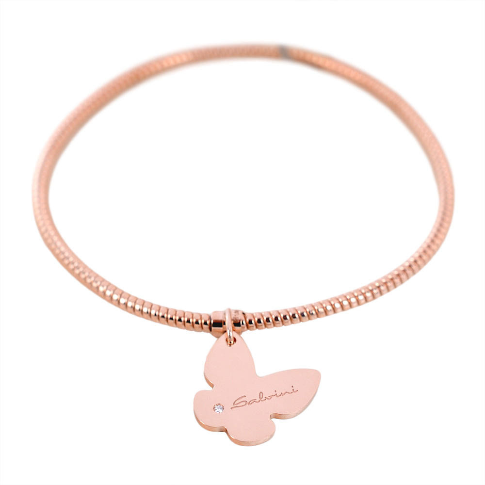 Bracciale con ciondolo farfalla Salvini in oro rosa e diamante MINIMAL POP EXT