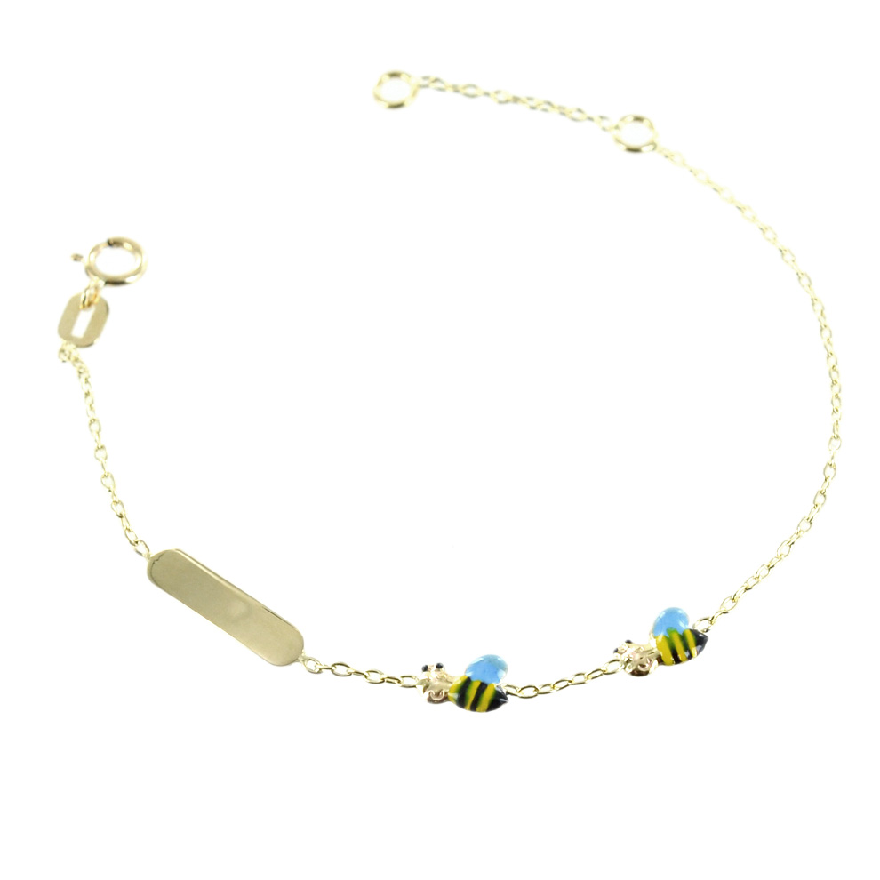 Bracciale da bambino in oro giallo e smalti - Api UNISEX