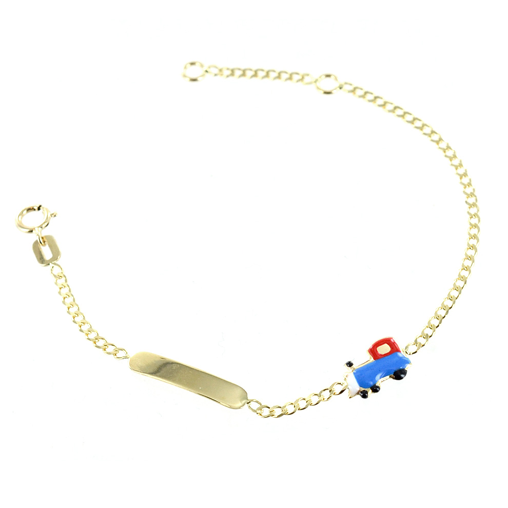 Bracciale da bambino in oro giallo e smalti - Treno Locomotiva