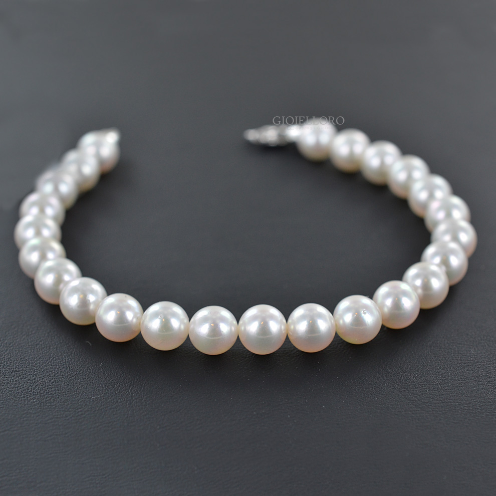 Bracciale filo di perle con Perle AKOYA 7.00 - 7.50 mm
