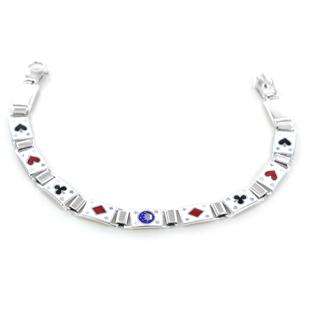 Bracciale in argento Poker con smalti - Bracciale Gioco