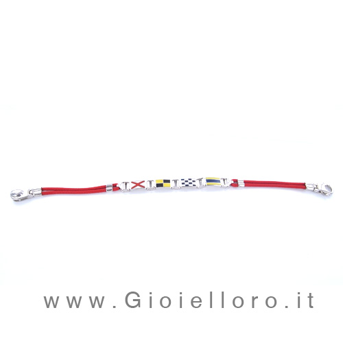 Bracciale in argento per uomo con smalti - Bracciale Nautico