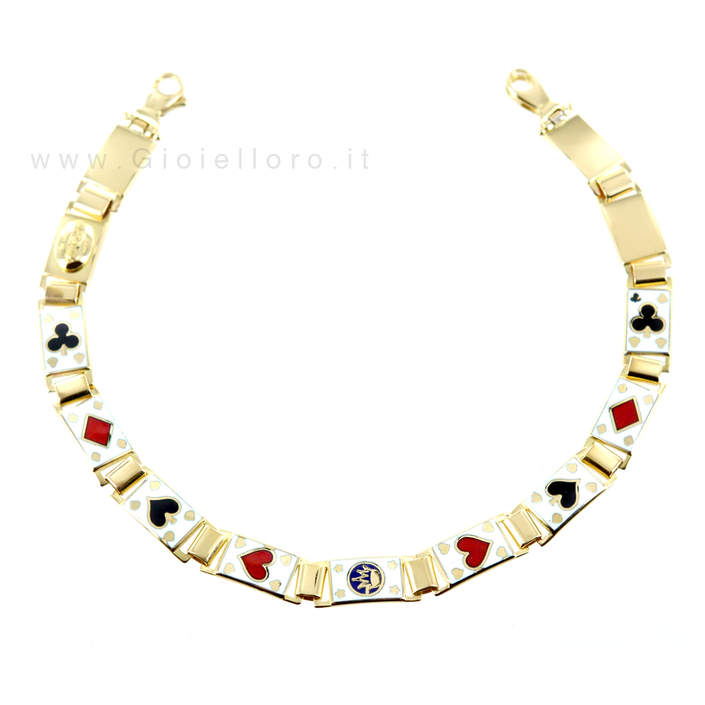 Bracciale in oro giallo Poker con smalti - Bracciale Gioco