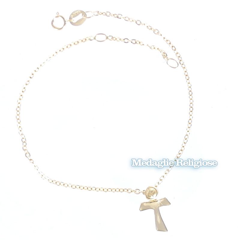 Bracciale in oro giallo con charm Croce TAO