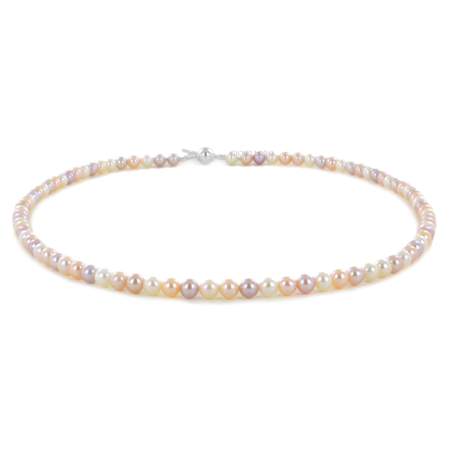 COLLANA FILO DI PERLE MULTICOLOR 45 CM CHIUSURA IN ARGENTO