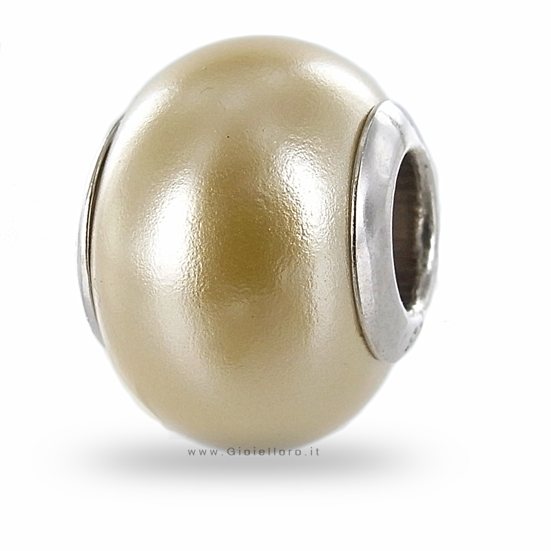 Charm componibile PerlAmore Murano Beads in argento e vetro SI SATIN CRYSTAL GOLD