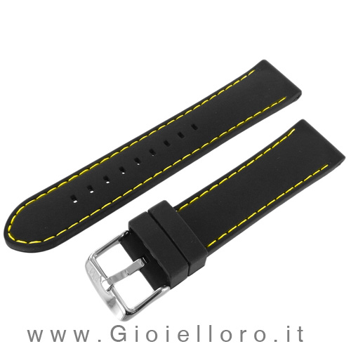 Cinturino Morellato in silicone con cuciture gialle Ansa 22 mm