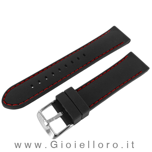 Cinturino Morellato in silicone con cuciture rosse Ansa 20 mm