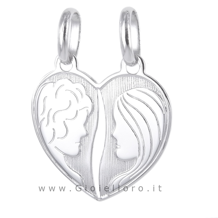 Ciondolo Cuore Spezzato in oro bianco - Divisi ma sempre uniti