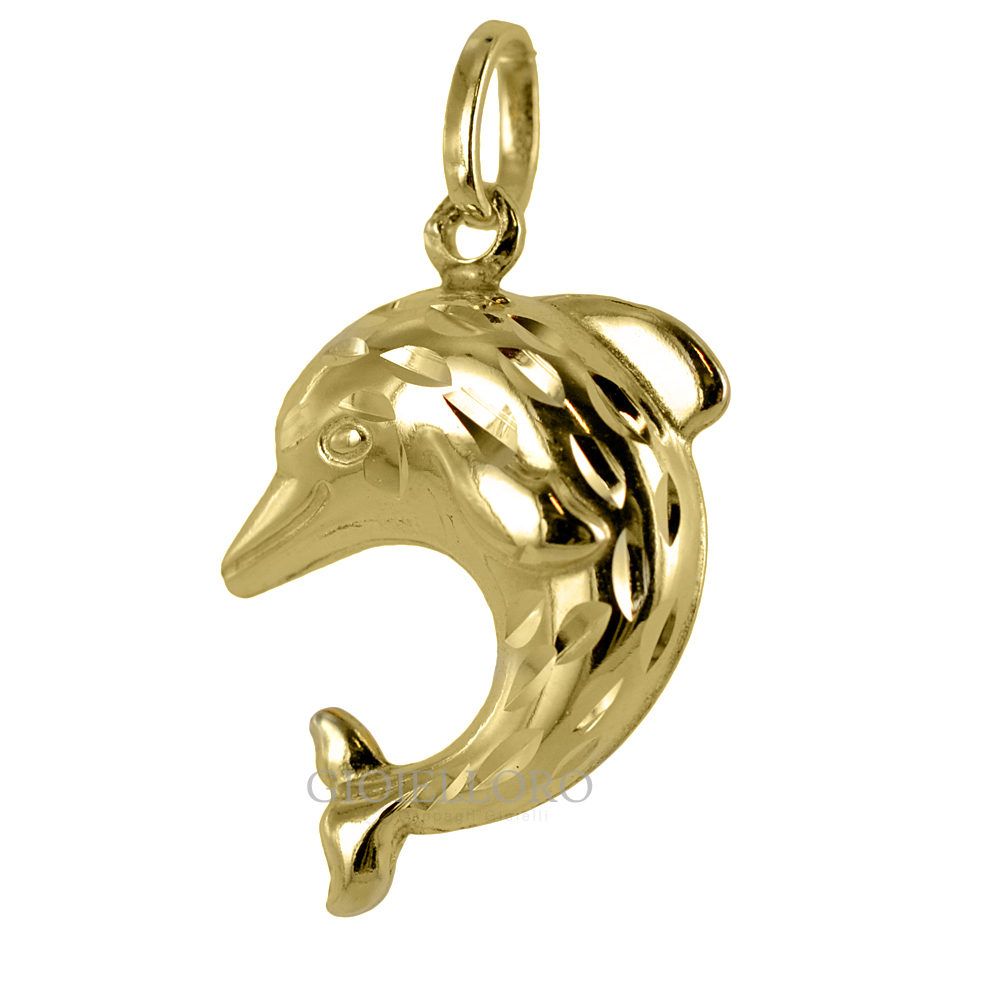 Ciondolo Delfino double face in oro giallo 18 kt