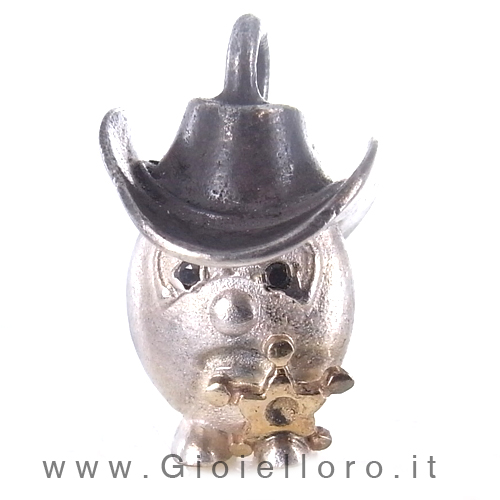 Ciondolo in argento e oro Pulci - Pulce Sheriff